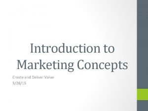 Introduction to marketing concepts