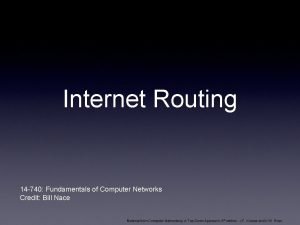 Internet Routing 14 740 Fundamentals of Computer Networks