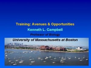 Training Avenues Opportunities Kenneth L Campbell Professor of