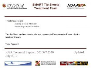 INSTITUTE FOR GOVERNMENTAL SERVICE RESEARCH SMART Tip Sheets