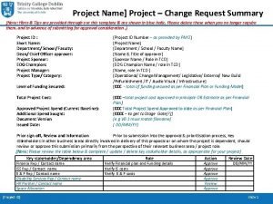 Project Name Project Change Request Summary Note Hints