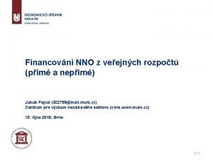 Financovn NNO z veejnch rozpot pm a nepm