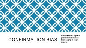 CONFIRMATION BIAS Reliability of cognitive processes Biases in