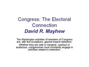 Electoral connection definition