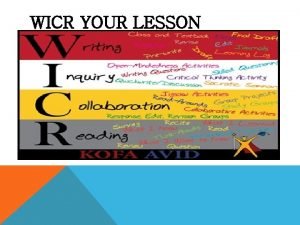 WICR YOUR LESSON WHAT DOES WICR STAND FOR