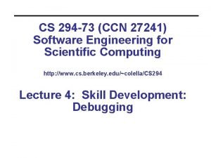 CS 294 73 CCN 27241 Software Engineering for