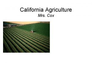 California Agriculture Mrs Cox California is broken down