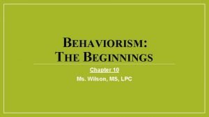 Watsons behaviorism