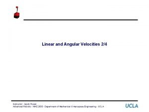 Linear and Angular Velocities 24 Instructor Jacob Rosen