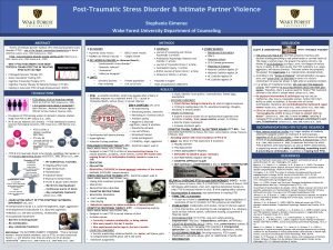 PostTraumatic Stress Disorder Intimate Partner Violence Stephanie Gimenez