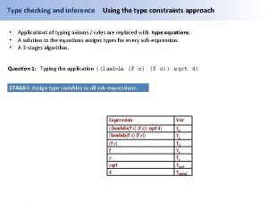 Type checking and inference Using the type constraints