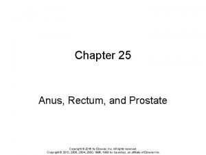Chapter 25 Anus Rectum and Prostate Copyright 2016
