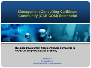 Management Consulting Caribbean Community CARICOM Secretariat Business Development