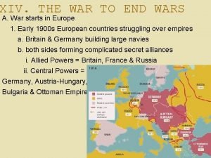 XIV THE WAR TO END WARS A War