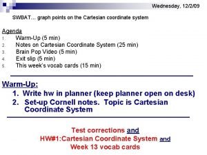 Wednesday 12209 SWBAT graph points on the Cartesian