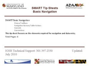 INSTITUTE FOR GOVERNMENTAL SERVICE RESEARCH SMART Tip Sheets