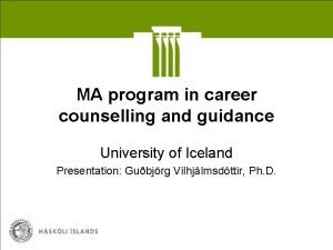 MA program in career counselling and guidance University