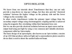 Optoisolator tutorial