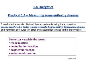 1 4 Energetics Practical 1 4 Measuring some