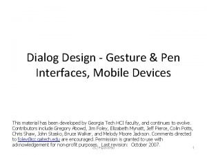 Dialog Design Gesture Pen Interfaces Mobile Devices This