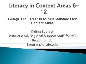 Literacy in Content Areas 612 College and Career