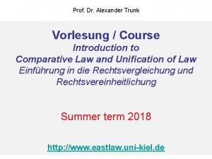 Prof Dr Alexander Trunk Vorlesung Course Introduction to