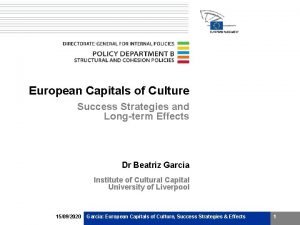 European Capitals of Culture Success Strategies and Longterm