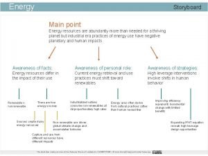 Energy Storyboard Main point Energy resources are abundantly