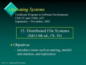 Operating Systems Certificate Program in Software Development CSETC