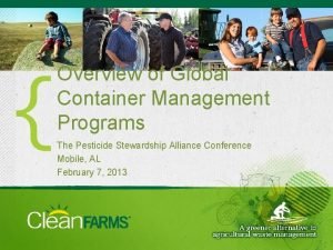 Overview of Global Container Management Programs The Pesticide