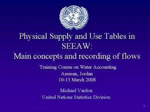 Physical Supply and Use Tables in SEEAW Main