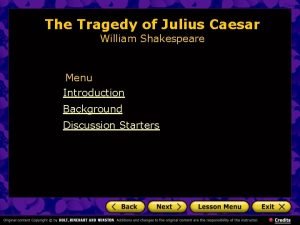 The Tragedy of Julius Caesar William Shakespeare Menu