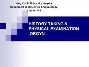 King Khalid University Hospital Department of Obstetrics Gynecology