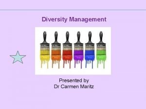 Diversity Management Presented by Dr Carmen Maritz Section