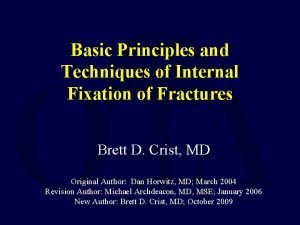 Principles of internal fixation