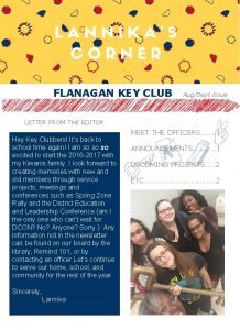 FLANAGAN KEY CLUB AugSept Issue LETTER FROM THE