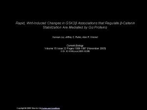 Rapid WntInduced Changes in GSK 3 Associations that