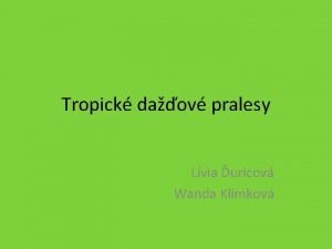 Tropick daov pralesy Lvia uricov Wanda Klimkov Poloha