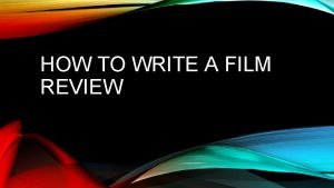 What to include in a film review