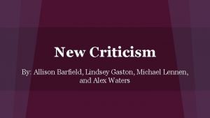 New criticism definition
