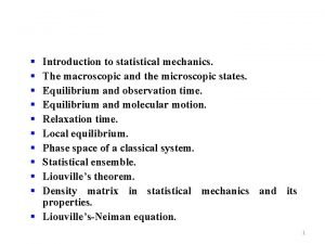Introduction to statistical mechanics The macroscopic and the