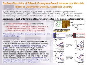 Surface Chemistry of DiblockCopolymerBased Nanoporous Materials Takashi Ito