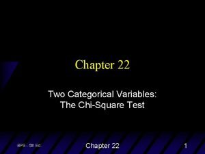 Chapter 22 Two Categorical Variables The ChiSquare Test
