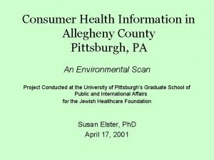 Consumer Health Information in Allegheny County Pittsburgh PA