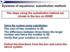 Substitution method steps