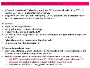 MDT EE installation and commissioning from DCS point