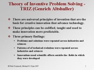Theory of Inventive Problem Solving TRIZ Genrich Altshuller