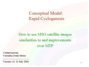 Conceptual Model Rapid Cyclogenesis How to use MSG