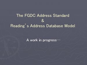 Standardized address database Standardized address database