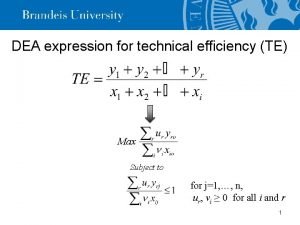 DEA expression for technical efficiency TE Max Subject